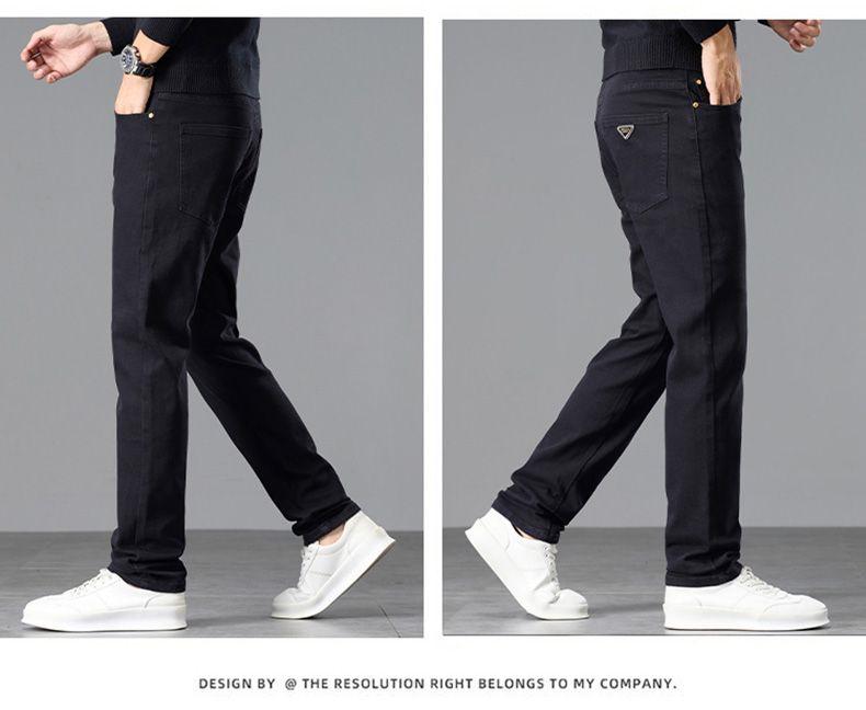 Ge Di Jie Men's Pure Black Elastic Slim Straight Straight Solid Color Jeans
