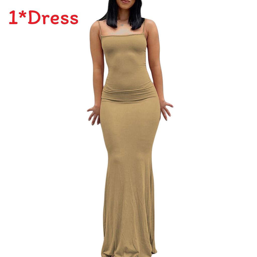 Solid Color Slim Fit Dress With Backless Design For Casual Wear