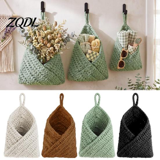 Versatile Woven Hanging Baskets 3PCS Cotton Rope Storage Basket, Wall-mounted Organizer Wall Mounted Basket Pouches, Boho Multi-functional Bag