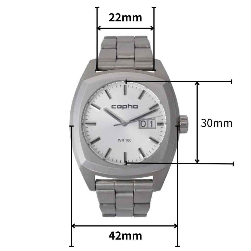 COPHA Japan Limited XL Dandy Серебристые часы с коричневым ремешком, Издание, (XL) Коричневый, Мужской,