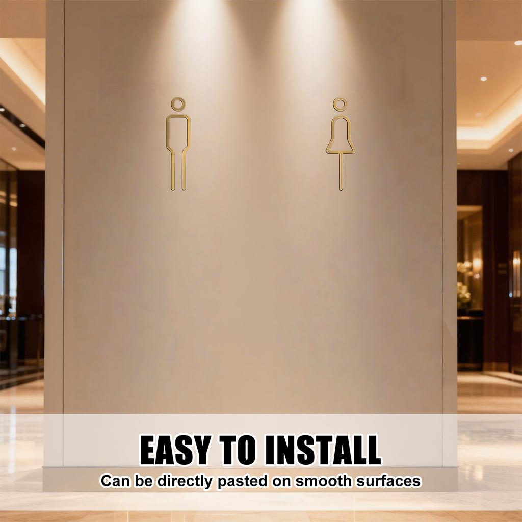 Modern Bathroom Plaque Metal Toilet Sign Waterproof Surfaces Easy Setups Stylish Home Hardware Accessory 2 Color