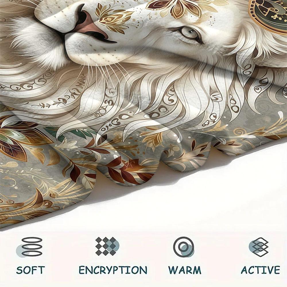 1Pc Mandala Animal Print Flannel Blanket, High quality Comfortable for All Seasons, Home Decor, Warmth and Comfort, Perfect for Christmas Gifts
