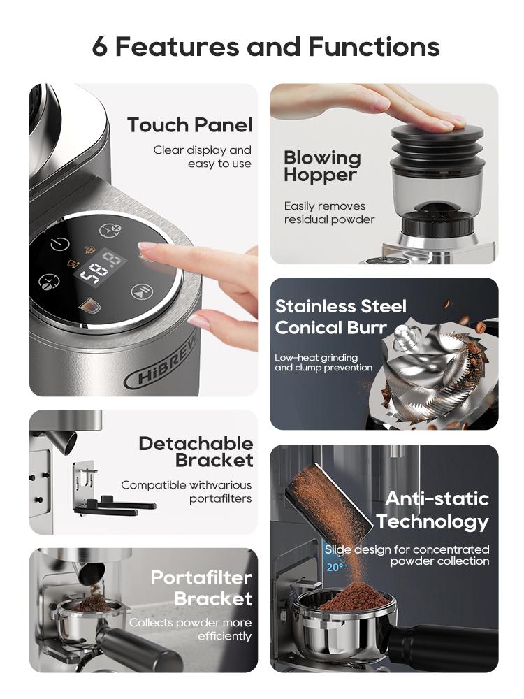 HiBREW G7 Conical Burr Coffee Grinder Electric Espresso Bean Mill
