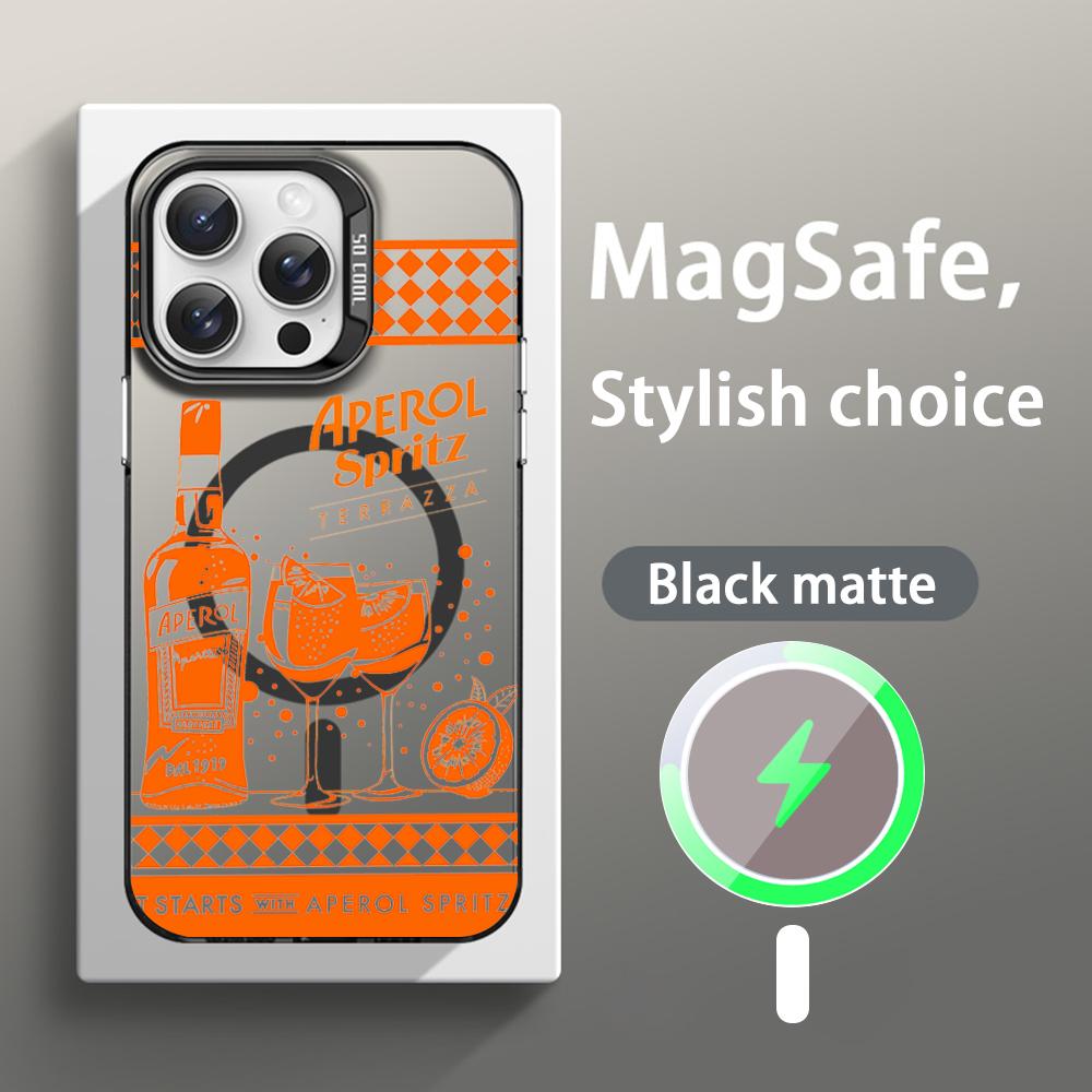 Aperol spritz cool drink pattern Phone Case Magnetic IMD Colorful Silver case for iPhone 16 15 14 13 12 11 Pro Max