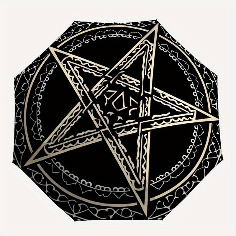 Pentagram Wall - Decorative Star Decal for Home, Office, or Classroom Umbrella, Portable 3-Fold Umbrella for Men & Women,Christmas Gift ES195