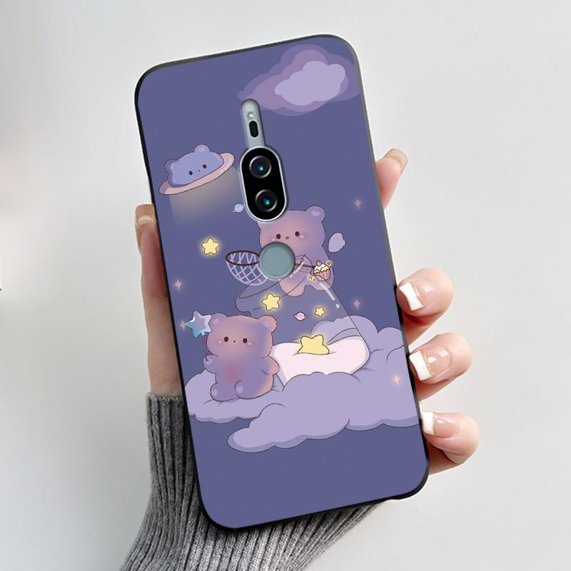 Милый Чехол Для Sony Xperia XZ2 Premium Fundas SO-04K SOV38 Печатный Корпус Защитная Крышка Мягкий Силикон Мультяшный Черный Корпус