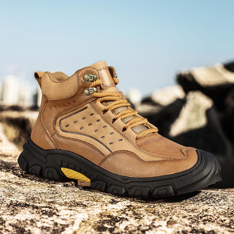 Winter Boots Lace Up Black Genuine Leather Men's Shoes Fashion Men Boots New Design Outdoor Man Casual Hiking Boots