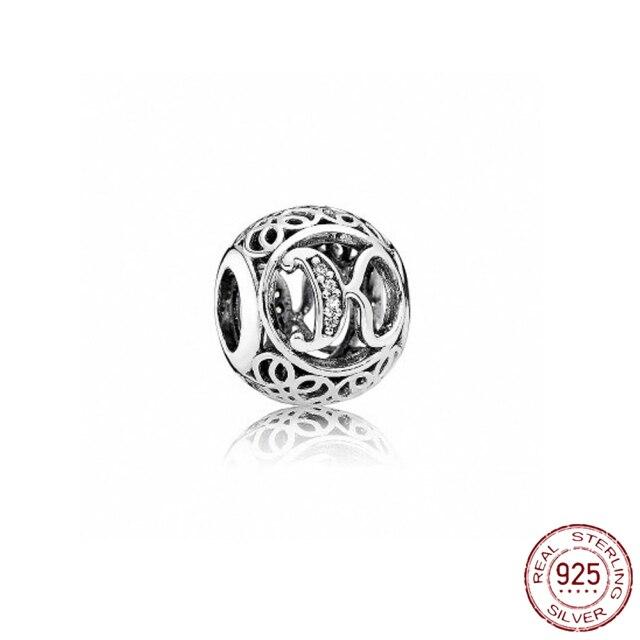 Браслет-подвеска из серебра 925 пробы с буквами AZ и буквами, бусины с именем для женщин, DIY кулон, изготовление ювелирных изделий