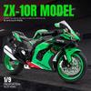 1/9 Kawasaki ZX10R Ninja Литой из сплава Модель мотоцикла Игрушечный транспорт Коллекция Звук и свет Внедорожный Мотоцикл Игрушки Машина
