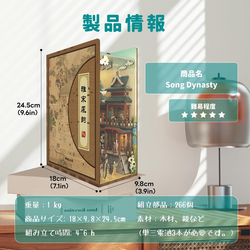 Tonecheer Book Nook Kit 3D Puzzle 3D DIY Miniature Dollhouse Kit Деревянная книжная полка Украшение ручной работы Набор Популярный подарок на день рождения для начинающих и