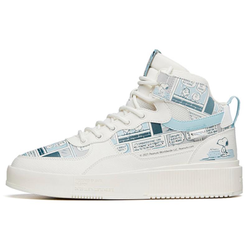 Anta X Snoopy Коллекция Жизнь Нескользящие Износостойкие Высокие Кеды для Скейтборда Мужские Бело-Синие Кроссовки 912138011-7