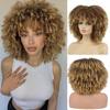 Synthetic Hair Wig 12 Inches Curly Afro Wig With Bangs About 280g/Piece Full Machine Made Wig For Women Kinky Curly Hair Cosplay Wig