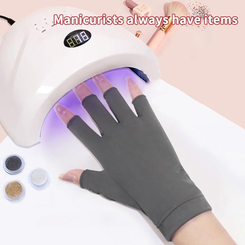 1 Pair Anti Uv Nail Gloves Uv Gel Shield Glove Half Finger Manicure Led Lamp Nail Art Salon Tools