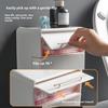 Toilet Tissue Box Double-layer Wall Mounted Waterproof Toilet Paper Box No Punching Square Paper Drawer Storage Bathroom Shel
