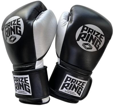 Перчатки боксерские PRIZE RING 10 унций «Professional SS» черные/серебристые