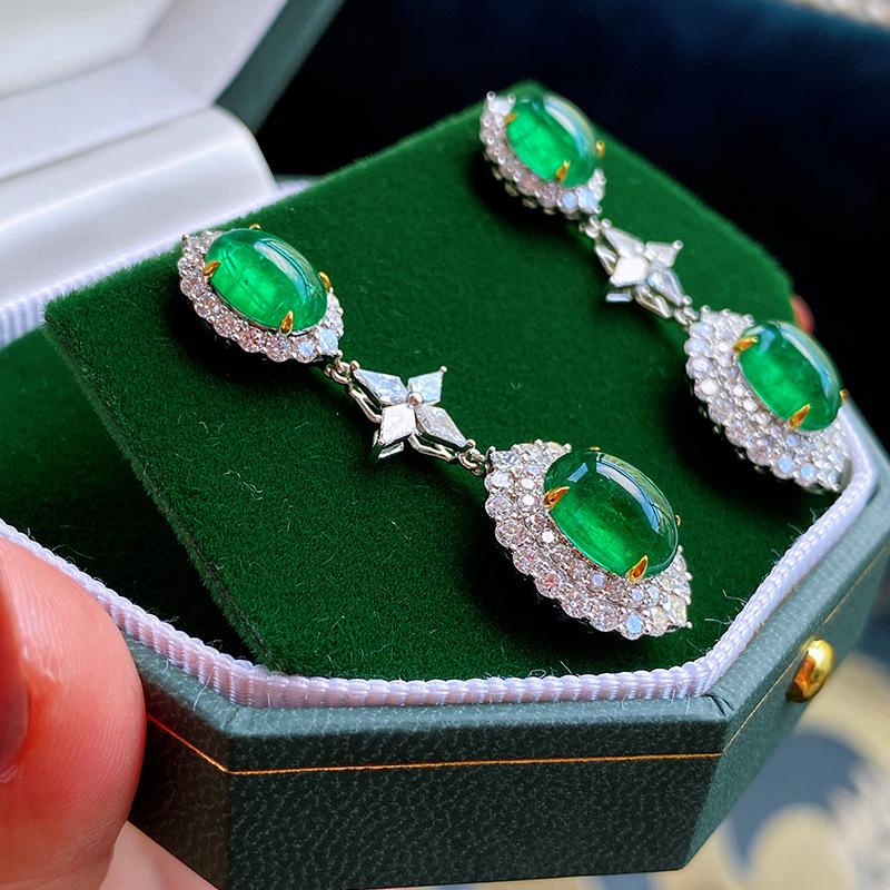 Модные длинные серьги из зеленого халцедона в стиле знаменитостей для женщин