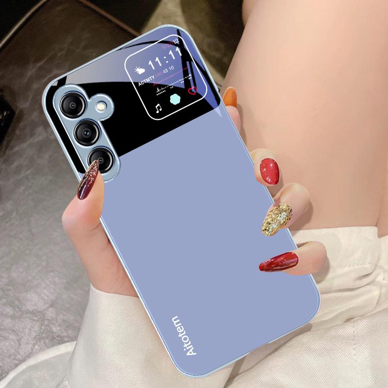 Стеклянный чехол для телефона Samsung Galaxy A14 4G 20 30 52 20S 21S 22 A25 32 33 34 42 50 51 53 54 70 71 72 73 5G Жидкий Большое Окно
