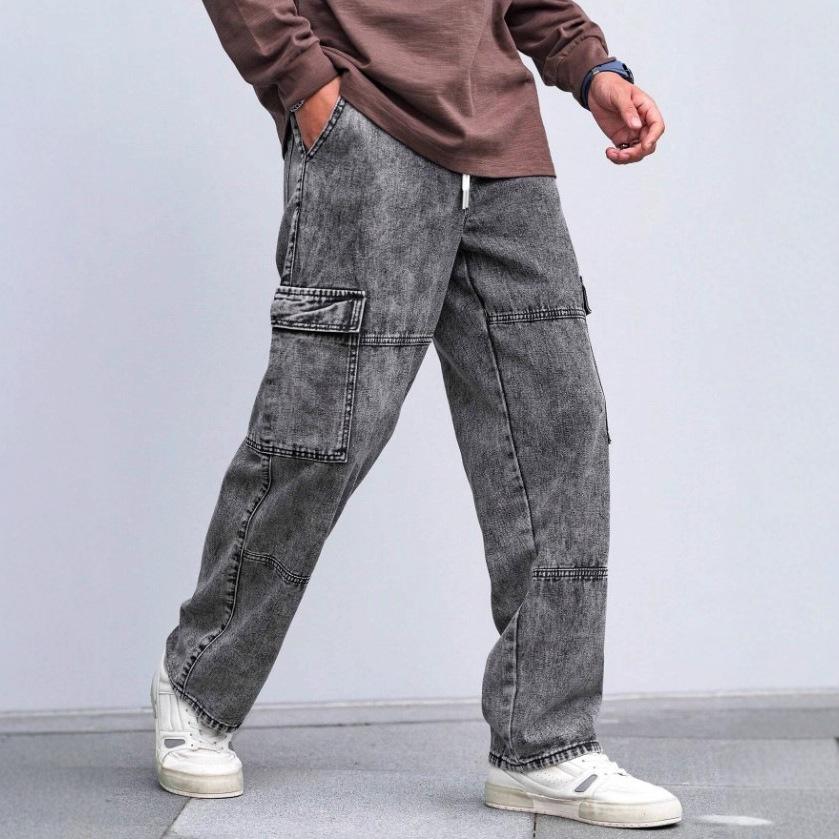 Men's Solid Side Pocket Straight Leg Jeans