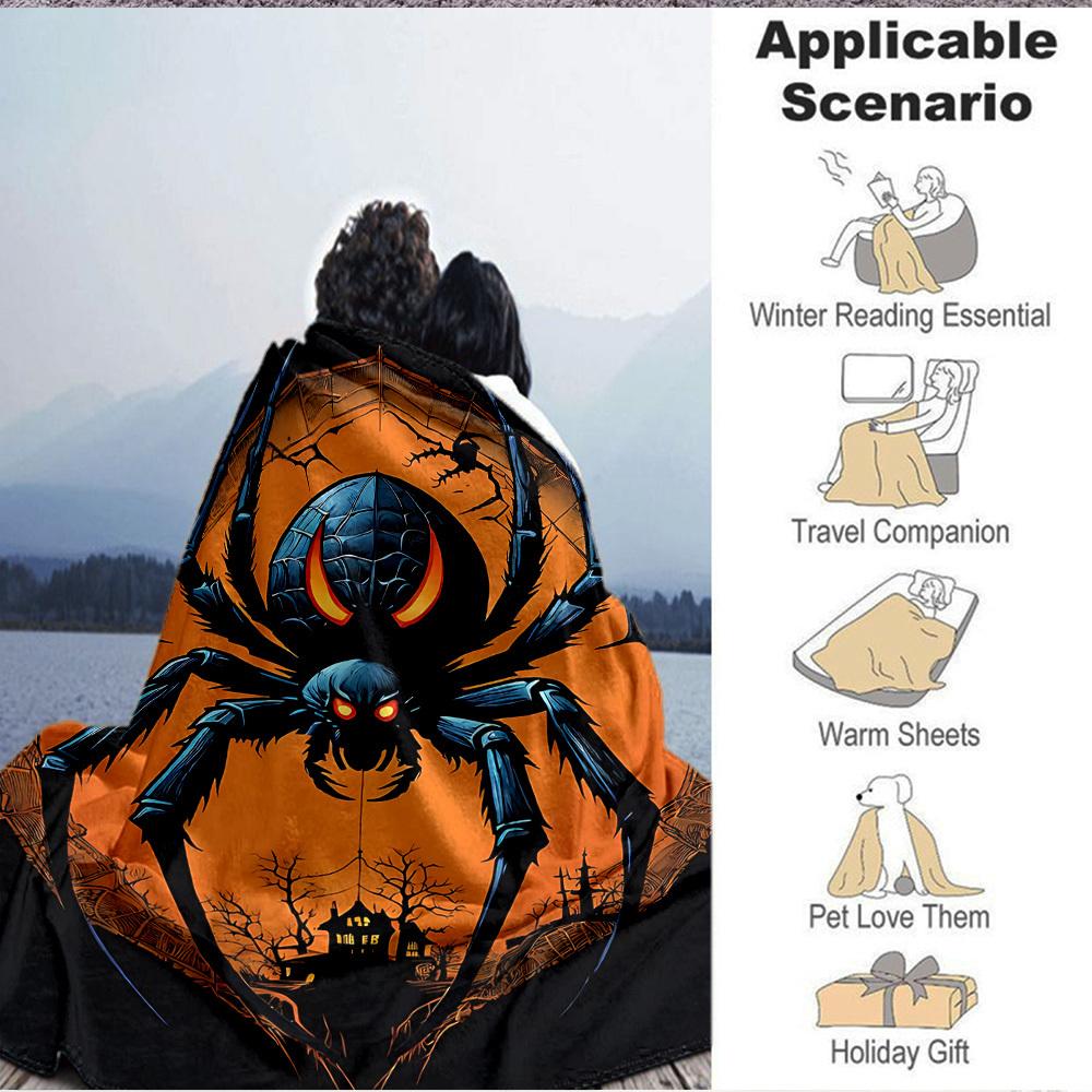 1pc Spider Web Blanket Lightweight Flannel Blanket Throw Blanket For Sofa, Bed, Travel, Camping yy2509026150