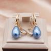 Модные синие серьги-капли с искусственным жемчугом для женщин, модные серьги-кольца с цирконием, ювелирные изделия, аксессуары для вечеринок