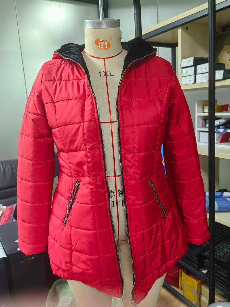 Женская теплая хлопковая куртка с капюшоном и карманами, длинная куртка на молнии, хлопковая куртка