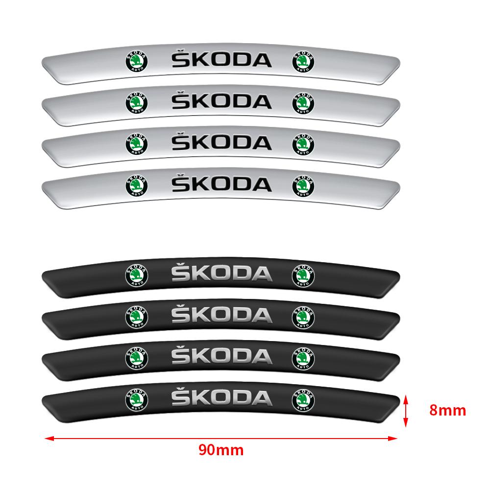 AAFM1 Car Styling 4Pcs Aluminum Wheel Rim Sticker Decal For Skoda Rapid Fabia 1 2 Citigo Octavia  2 A7 A5 A4 Roomster Yeti 3 Superb