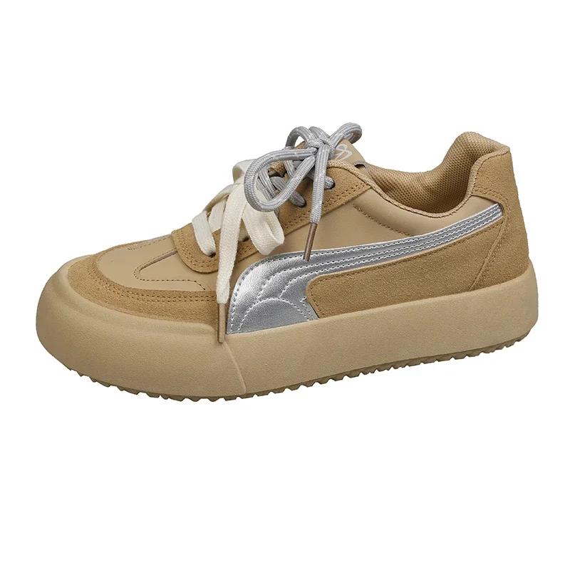 2024 женские кроссовки на толстой подошве, удобная повседневная модная обувь, повседневные низкие теннисные туфли на плоской подошве со шнуровкой для женщин