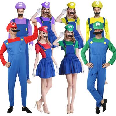 Игра Marios Super Luigi Brothers Комплект униформы Костюмы для косплея Забавный Аниме Взрослый Мужской Комбинезон Женское Платье Костюм на Хэллоуин