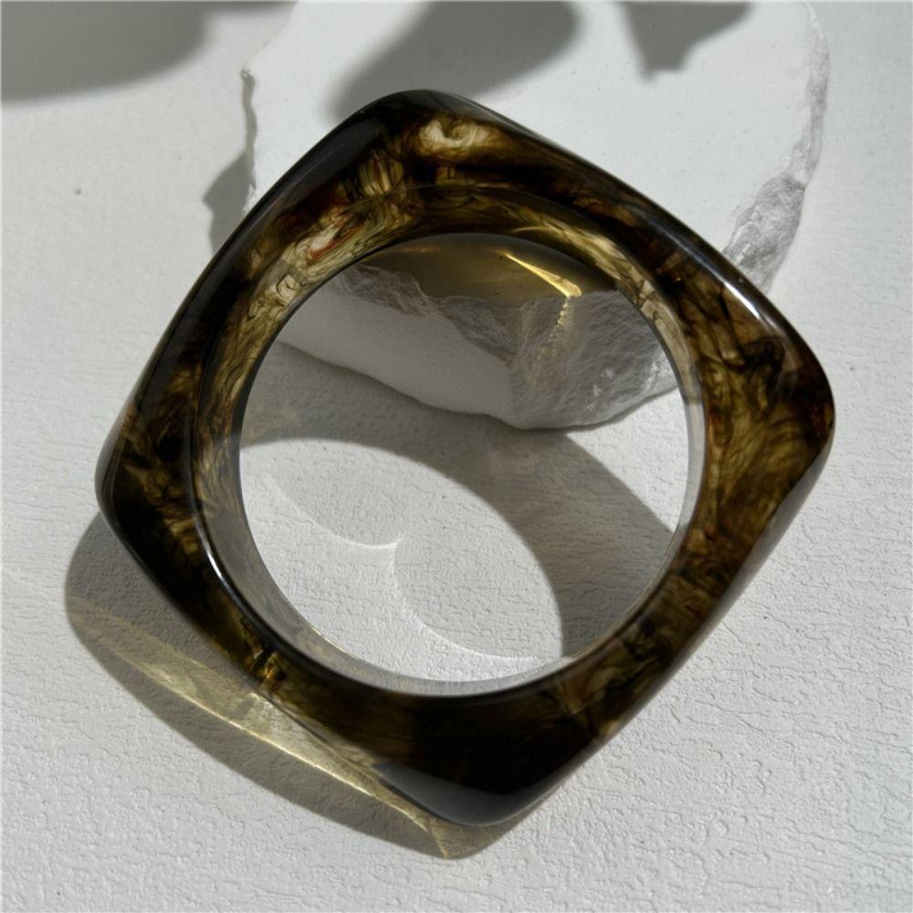 Geometric Resin Bangle Bracelet Wide Cuff Bracelet Multiple Color Acrylic Wristband  Women