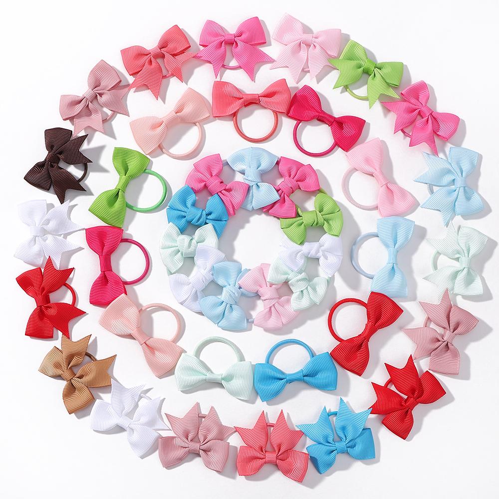 40 шт. 2-дюймовые детские банты для волос, эластичные резинки, бант из репсовой ленты, резинки для хвостиков, аксессуары для волос