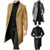 Men's British Style Solid Color Long Coat Fashionable Warm Woolen Overcoat