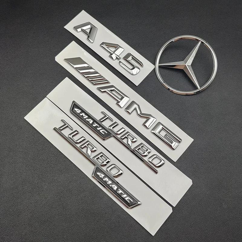 AMG W220 Для Benz Горячий 3D ABS Хром Логотип A45 Комплект кузова Значок Turbo 4MATIC Эмблема AMG Наклейка Звезда на заднюю часть автомобиля Для Mercedes Benz A45