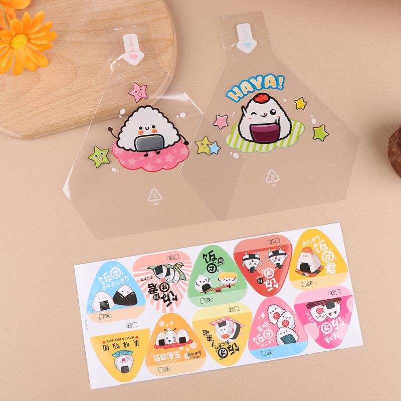 50Pcs Cartoon Triangle Rice Ball Packaging Bag Stickers Seaweed Gift Bag Sushi Bag Japanese Cuisine Making Bento Accessories