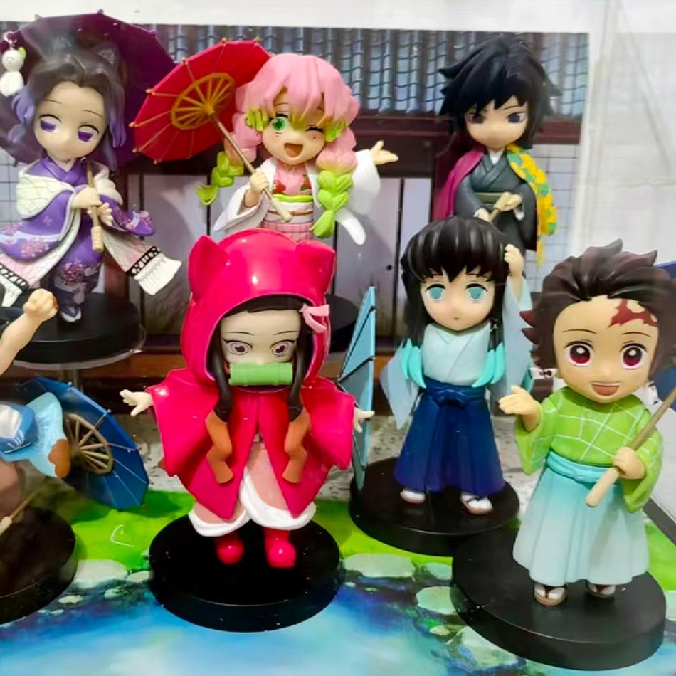 В наличии 12 см кавайная Серия сливового дождя из Клинок, рассекающий демонов, с коробкой, ручная работа, модель, фигурка-орнамент-подарок, нет Яиба, Камадо, Незуко