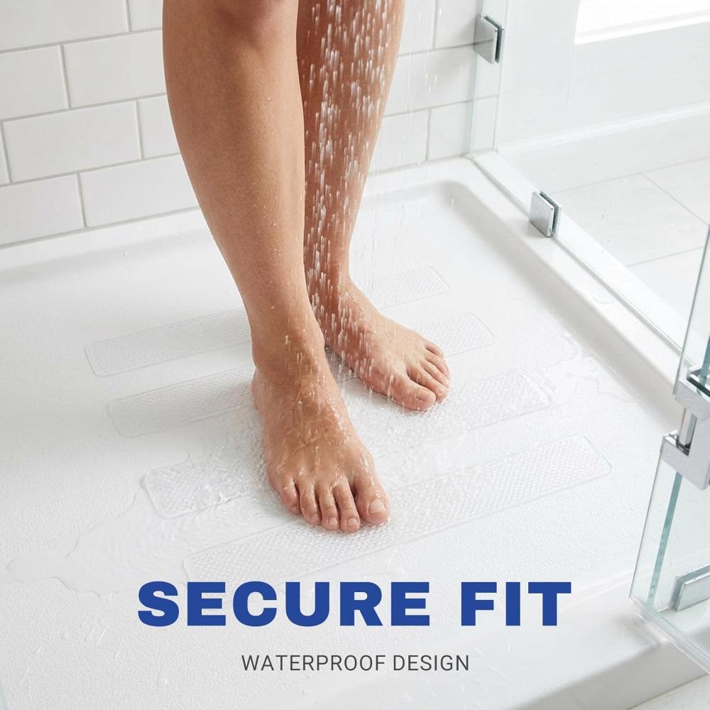6 Piece Non-Slip Shower Floor Stickers,Large Safety Anti-Slip Decals for Bathtubs, Shower Floors, and Stairs-Scraper Included