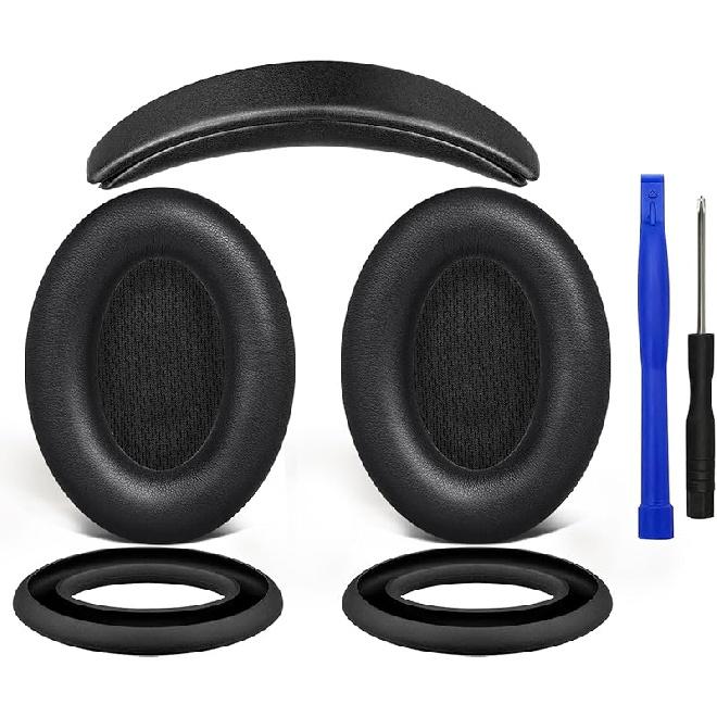 SOULWIT Ear Pads Cushions + Headband + Silicone Earpads Cover Protector, Replacement Kit for Bose QuietComfort 15(QC15)/QuietComfort 2(QC 2) Over-Ear