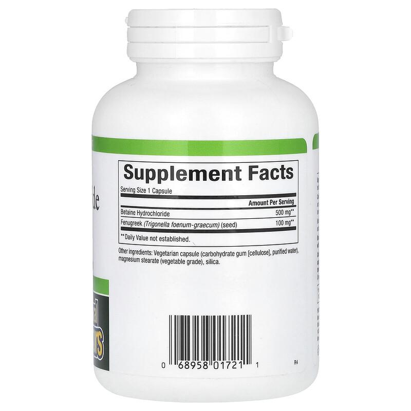 Betaine Hydrochloride with Fenugreek, 500 mg, 180 Vegetarian Capsules
