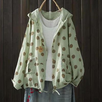 Весенне-летняя свободная большого размера двухслойная хлопковая пряжа с капюшоном, кардиган на шнуровке с длинными рукавами, тонкая куртка, женская одежда
