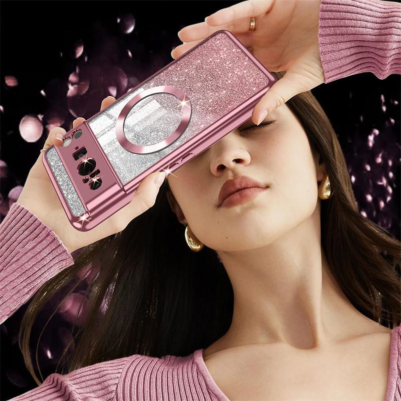 Stylish Glitter Magsafe Case For Google 9 Pro XL Case Gradient Plating Soft Slim Cases For Google Pixel 9 XL 8A 8 Cover