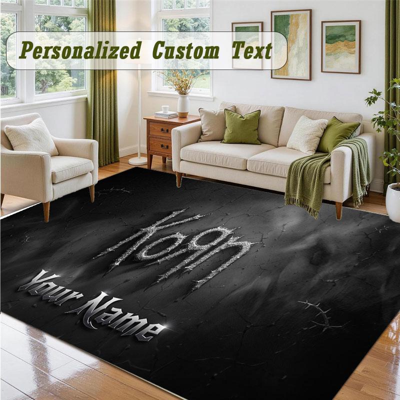 Crystal Velvet Square Rug Custom NameKorn Pattern Non Slip Home Floor Decor Rug