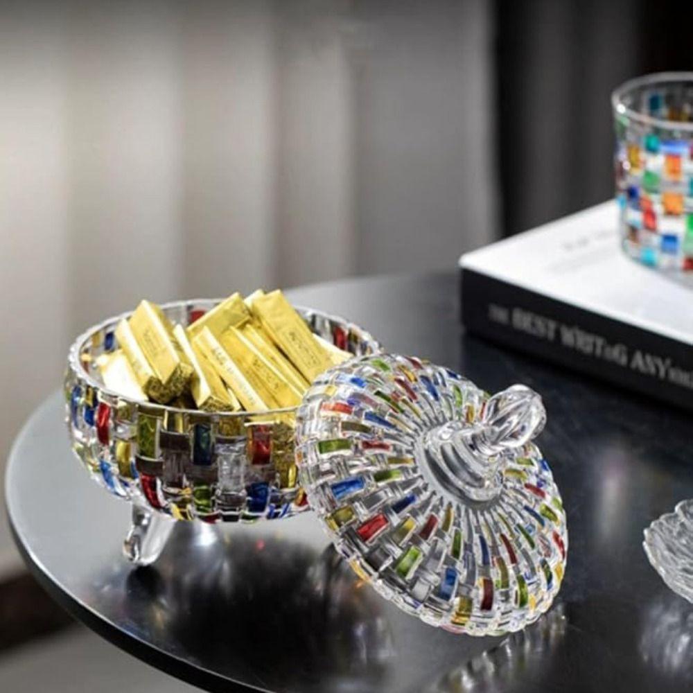 Glass European Style Candy Jar Colorful Snack Jar Elegant Halloween Candy Storage Box Living Room