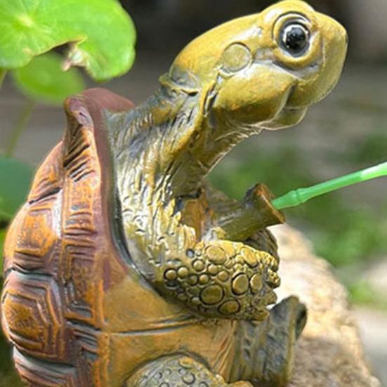 Рыбалка Статуя Черепахи Смола Фигурка Скульптура Животного Садовый Декор Реалистичный Дизайн Уличное Украшение