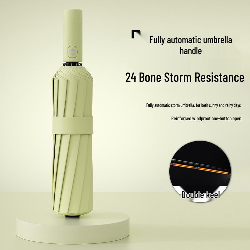 Полностью автоматический трехслойный зонт с черным клеем и защитой от УФ-лучей с логотипом для дождя или солнца