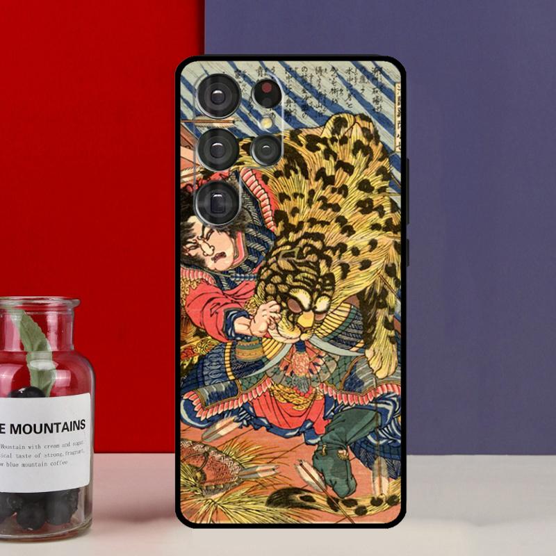 Японское искусство укиё-э Пантера Тигр Чехол For Samsung Galaxy S25 Ultra S9 S10 S20 S22 Plus S21 FE S23 S24 Ultra Чехол для телефона