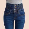 High Waist Elastic Skinny Pencil Jeans Women Long Pants