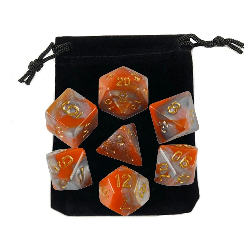 7шт игральные кости с мешком DnD d4,d6,d8,d10,d%,d12,d20 многогранные детали настольной игры RPG