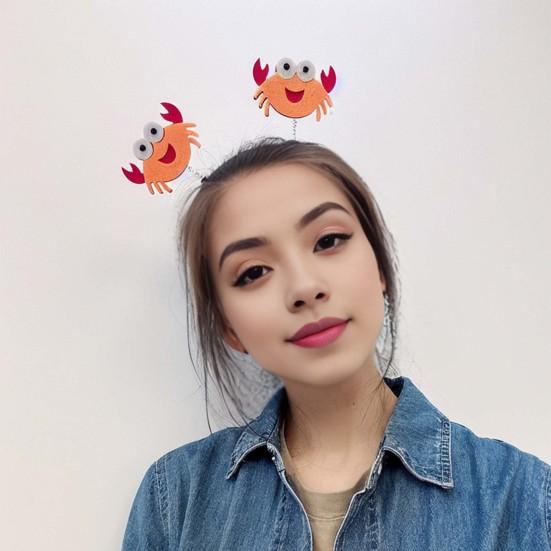 Забавный декор в виде краба, повязка на голову, весенний дизайн, повязка для волос с животными, обруч для волос с изображением краба, реквизит для фотосессии, аксессуары для волос