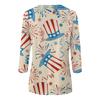Women's 3/4 Sleeved Shirt Holiday Top Independent Day Pattern T-shirt Casual Basic Top Pullover