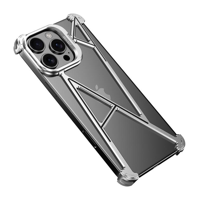 Metal Stand Phone Case IPhone 16 Pro Max 15 14 Slim Borderless Hollow Design
