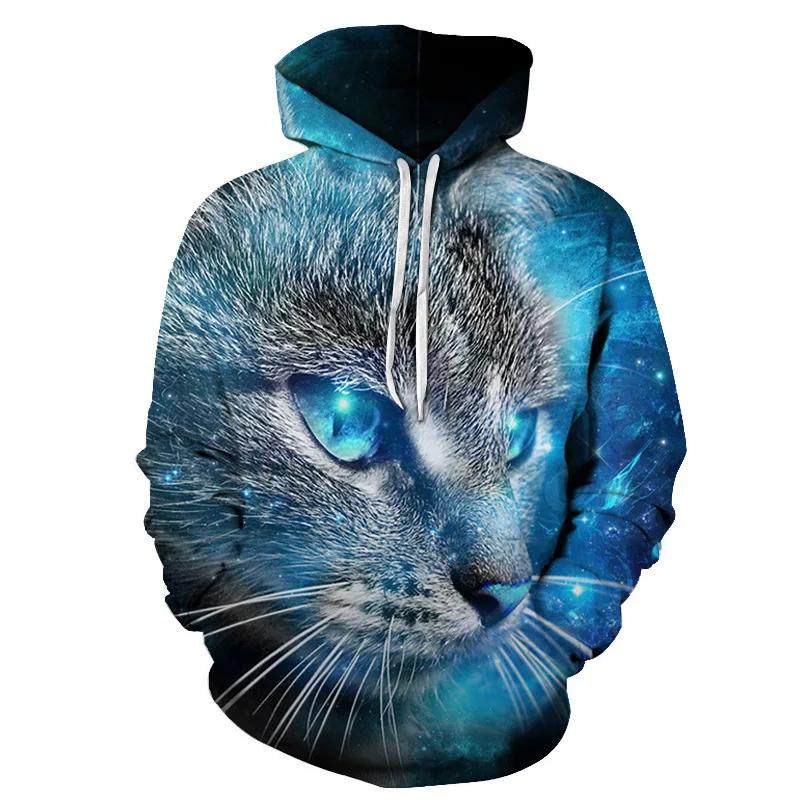 3D Printing Long Sleeve Child Hoodie Cat Animal Series Hooded Pullover Women's Girls Tops Sweatshirt Oversized Clothing